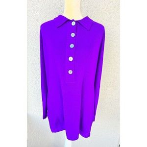 Vintage Valerie Stevens 100% Extra Fine Merino Wool Sweater M Purple Pull Over